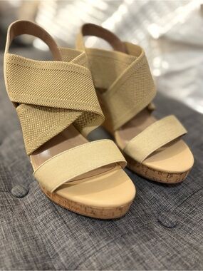Charles by Charles David Nude Wedges 8.5 NWOT